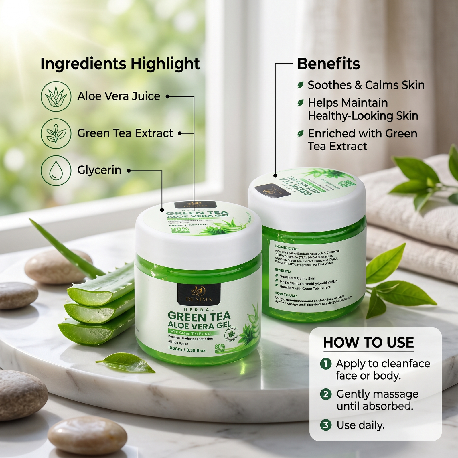 Green Tea Aloe Vera Gel 100 GM