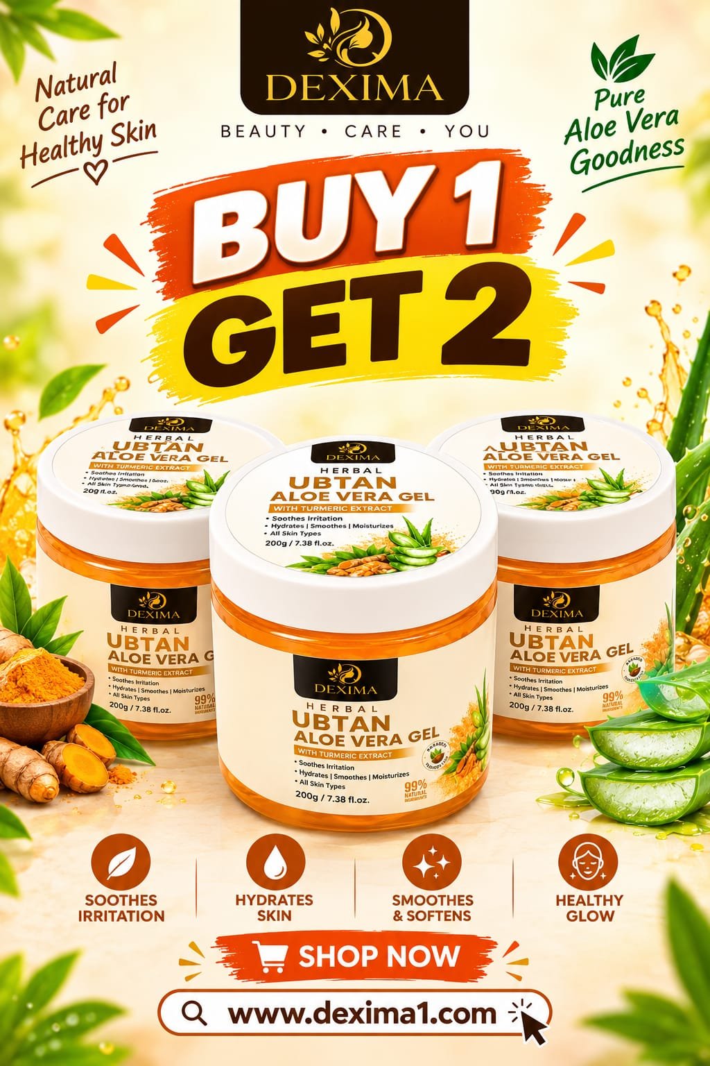 Ubtan Aloe Vera Gel 100 GM Buy 1 Get 2